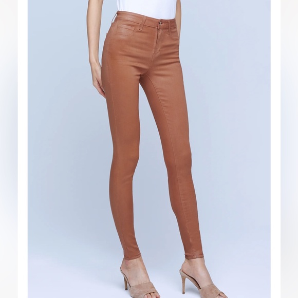 L’AGENCE Marguerite Skinny High Rise Hazelnut Coated Jeans Size 23 New - Picture 4 of 11